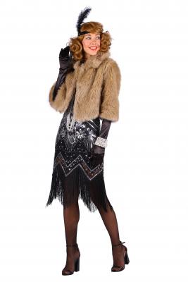 T3278-1300-M braun Damen Pelzjacke Charleston Bolero Plüschjacke Kurzjacke Gr.M=40 - 2