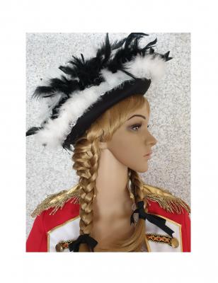 N10-53-54 schwarz mit Silberborte Marabu weiß und schwarz-weißer Boa Funkenhut Gr.53-54 - 2