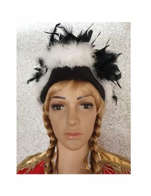 N10-57-58 schwarz mit Silberborte Marabu weiß und schwarz-weißer Boa Funkenhut Gr.57-58 - 1