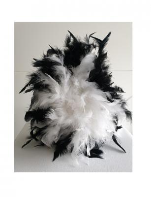 N10-57-58 schwarz mit Silberborte Marabu weiß und schwarz-weißer Boa Funkenhut Gr.57-58 - 5