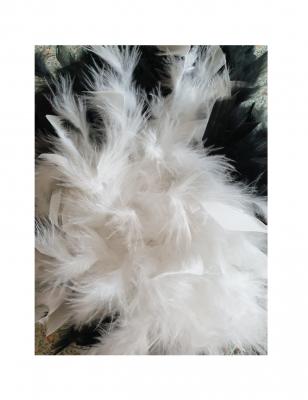 N10-59-60 schwarz mit Silberborte Marabu weiß und schwarz-weißer Boa Funkenhut Gr.59-60 - 4