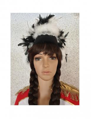 N11-53-54 schwarz mit Silberborte Marabu wei9 und schwarz-weißer-mix Boa Funkenhut Gr.53-54 - 1