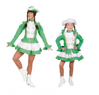 O9068 grün-weiß mit Goldborte Damen Funkenkostüm - 1