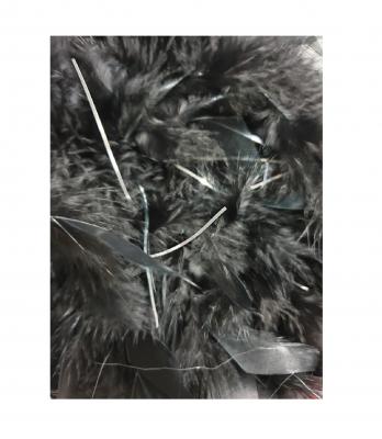 N12-53-54 schwarz mit Silberborte (roter Marabu) und schwarzer Boa mit Silberfäden Kinder-Damen Funkenhut Gr.53-54 - 4