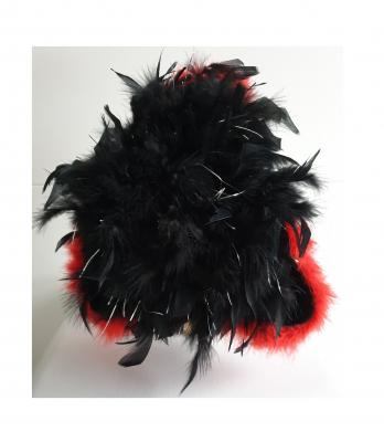 N12-53-54 schwarz mit Silberborte (roter Marabu) und schwarzer Boa mit Silberfäden Kinder-Damen Funkenhut Gr.53-54 - 5