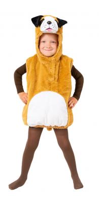 O590-104 beige-weiß Kinder Weste Bernhardiner Kostüm Hund Welpe Gr.104 - 0