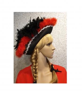 N12-59-60 schwarz mit Silberborte (roter Marabu) und schwarzer Boa mit Silberfäden Damen-Herren Funkenhut Gr.59-60 - 2