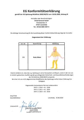 O505-104 gelb-weiß Kinder Kücken Body Huhn Enten Kostüm Gr.104 - 3