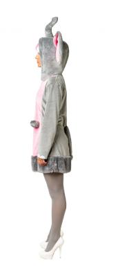 O1027-42-44 grau-rosa Damen Elefanten Kleid Gr.42-44 - 1