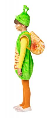 O520-116-128 grün Kinder Schnecken Overall mit Mütze und Schneckenhaus-Rucksack Gr.116-128 - 1