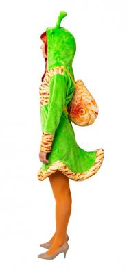 O1030-38-40 grün Damen Schnecken Kleid mit Kaputze und Schneckenhaus-Rucksack Gr.38-40 - 2