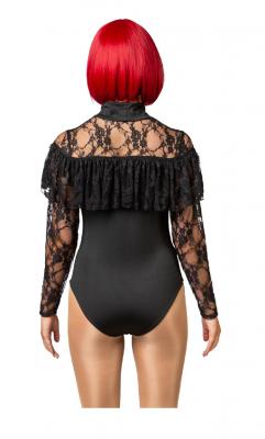 O40148.02-S-M schwarz Damen Spitzen-Body Volant Gr.S-M - 2