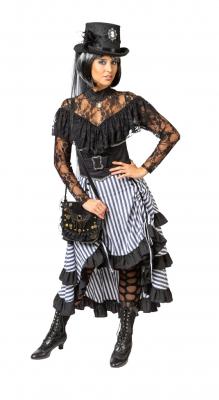 O40148.02-L-XL schwarz Damen Spitzen-Body Volant Gr.L-XL - 3