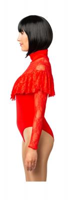 O40148.17-S-M rot Damen Spitzen-Body Volant Gr.S-M - 1