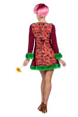 W4079 braun-grün Damen Mauerblümchen Kostüm Gärtnerin Blumenkleid - 2