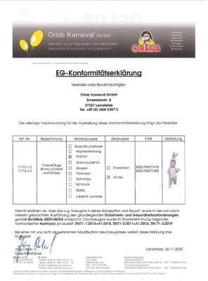 O11713-2-3 grau-weiß Baby Kleinkinder Kinder Bugs Bunny Hasen Kostüm Gr.2-3 Jahre - 1