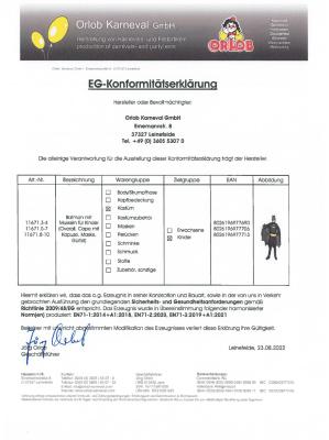 O11671-5-7 schwarz Kinder Batman Muskeln Fledermaus Kostüm Gr. 5-7 Jahre - 1