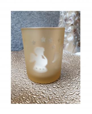 Gi224-klein gold Teelicht aus Glas Motiv Engel Gilde - 0