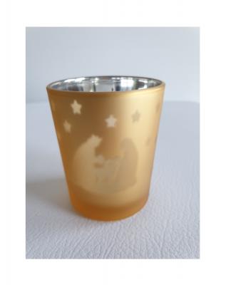 Gi226-klein gold Teelicht aus Glas Motiv Krippenbild Gilde - 1