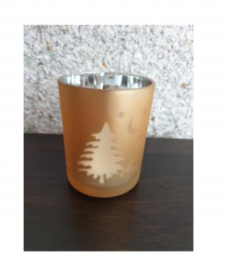 Gi227 gold Teelicht aus Glas Motiv Tannenbaum Gilde - 2