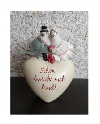 Gi62 beige-grau Vogelpaar Hochzeit Gilde Innenraum Dekoration Dekofigur