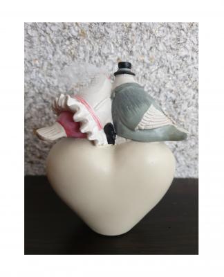 Gi62 beige-grau Vogelpaar Hochzeit Gilde Innenraum Dekoration Dekofigur - 1