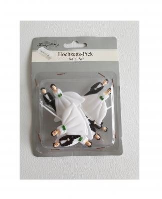 Ri11185 schwarz/weiß Hochzeits-Pick 6-tlg - 1