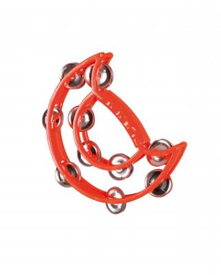 Fu02631 rot Tamburin Halbmond Rassel