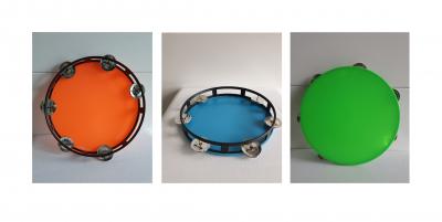 Fu56047 blau Tamburin Schellen Rassel - 1