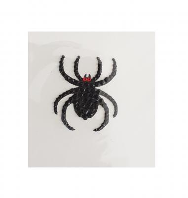K8835 schwarz Pailletten Tattoo Spinne zum Aufkleben - 1
