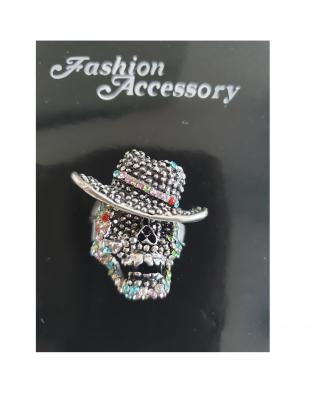 W30220 alt-silber bunt Herren Totenkopf Piraten Ring - 1