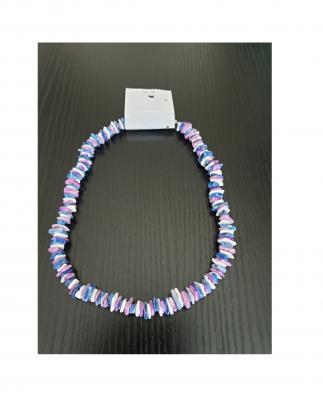 Fu001-4 blau-flieder-weiß Damen Halskette Halsschmuck - 0