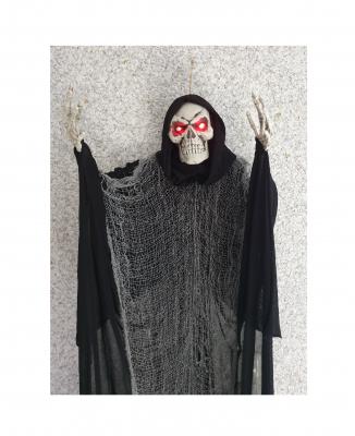 K90953907 schwarz-beige Fetzen Skelett zum hängen Halloween