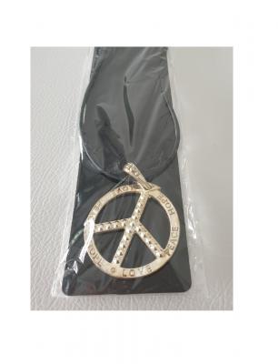 O47621 goldfarbend Damen Herren Hippie Kette Peace - 0