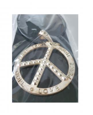 O47621 goldfarbend Damen Herren Hippie Kette Peace - 1