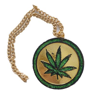 O53692 goldfarbend-grün Damen Herren Hippie Kette Peace - 0