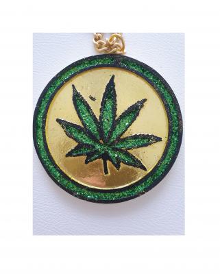 O53692 goldfarbend-grün Damen Herren Hippie Kette Peace - 1