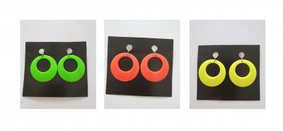 O471224 neon-gelb Damen Ohr Klipps Hippie Schmuck - 1