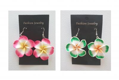 O33117-10 grün-orange Damen Blüten Ohrhänger Hippie Ohrschmuck - 1