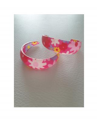 O33122-14 pink-bunt Damen Blumen Muster Ohrstecker - 0