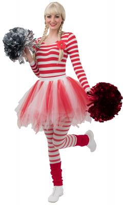 O40090-S-M rot-weiß gestreift Damen Langarm Body Matrosen Kostüm Gr.S-M - 1