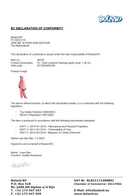 B88068-140-A pink-rosa Kinder Mädchen Junge Flamingo Kostüm-Overall bis max.140 cm Körpergröße - 2