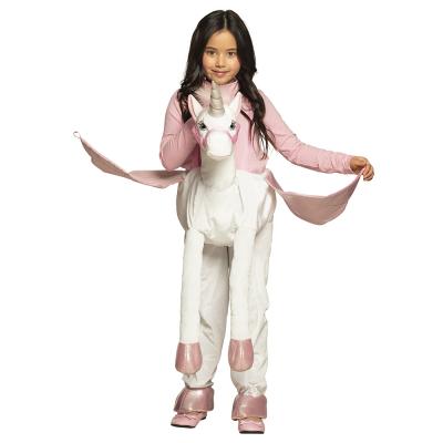 O5441 weiß-rosa Kinder Junge Mädchen Einhorn Kostüm Plüsch-Reittier - 0
