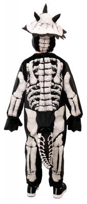 O5523-128 schwarz-weiß Kinder Triceratops Skelett Halloween Kostüm Gr.128 - 2