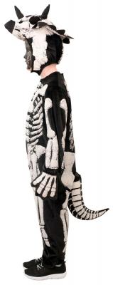O5523-152 schwarz-weiß Kinder Triceratops Skelett Halloween Kostüm Gr.152 - 1
