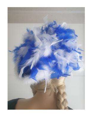N13-53-54 blau mit Silberborte Marabu-weiß Federboa blau-weißer-mix Funkenhut Gr.53-54 - 3