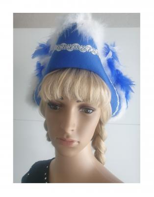 N13-57-58 blau mit Silberborte Marabu-weiß Federboa blau-weißer-mix Funkenhut Gr.57-58 - 2