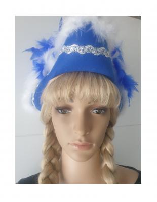 N13-59-60 Damen-Herren blau mit Silberborte Marabu-weiß Federboa blau-weißer-mix Funkenhut Gr.59-60 - 1