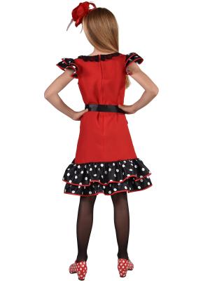 M220057-164 rot-schwarz-weiß Kinder Mädchen Flamenco Kleid Spanierin Gr.164 - 1