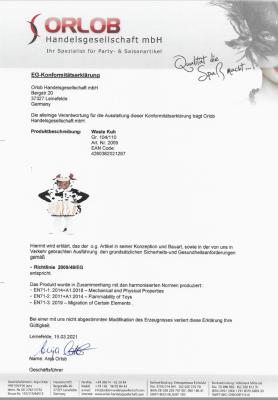 Oh2009-116-128 weiß-schwarz Mika Kinder Kuh Weste Kostüm Gr.116-128 - 3